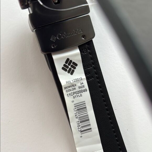 NWT COLUMBIA MEN'S REVERSIBLE BELT BROWN BLACK SILVER SIZE 34 OFFICE OUTDOORS - Picture 3 of 6